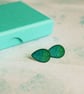 Blue and Green Teardrop Stainless Steel Stud Earrings - Image 2