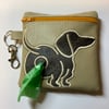 Attractive Dachshund  Embroidered Fawn faux leather dog poo bag ,dog walking,