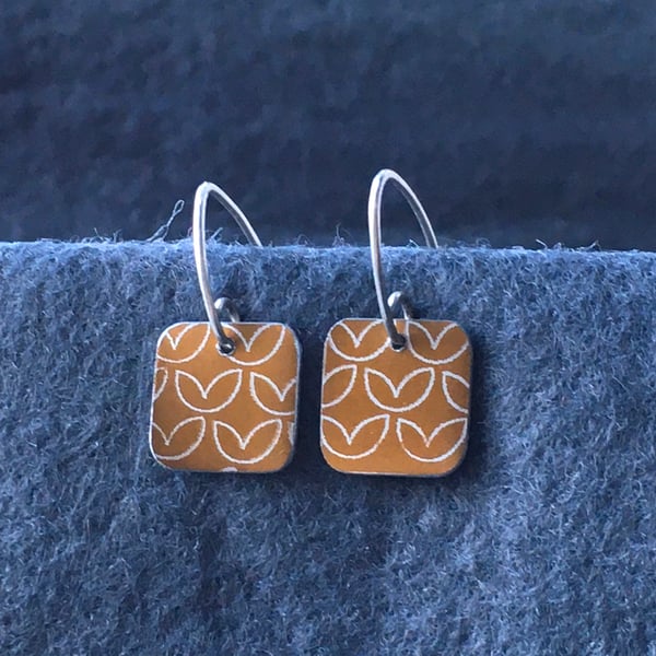 Mustard square drop earrings