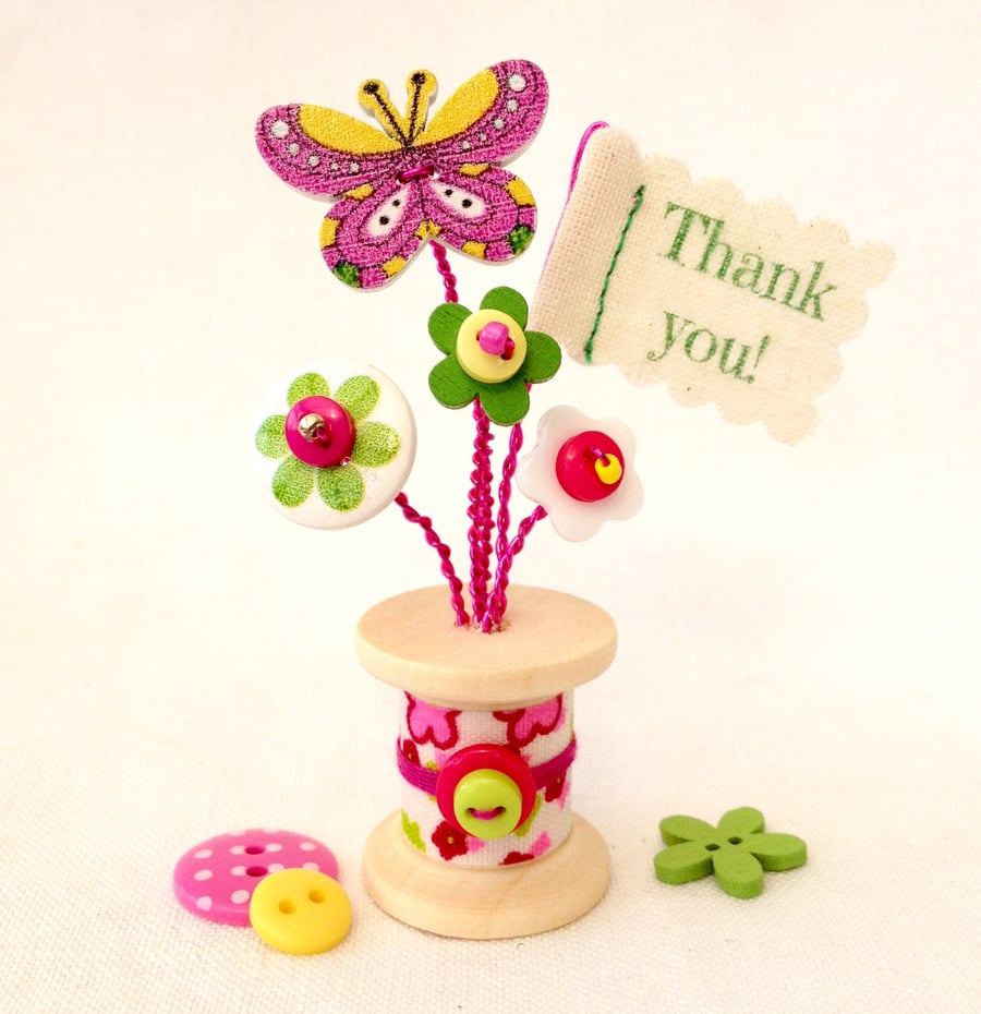 Button Bobbin Posy - Thank you gift