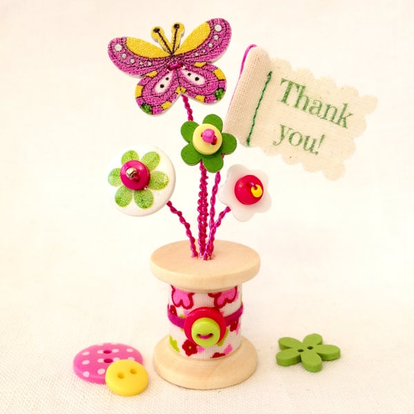 Button Bobbin Posy - Thank you gift