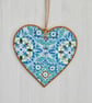 Blue Diamond: Decoupaged Wooden Hanging Heart 15cm (6") - Image 3