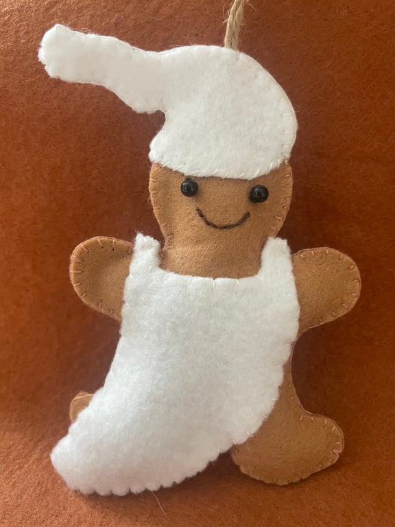 Felt gingerbread Halloween ghost hanging decoration 