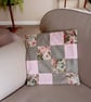 Pink and grey patchwork cushion cover. Sanderson print cushion - Image 3