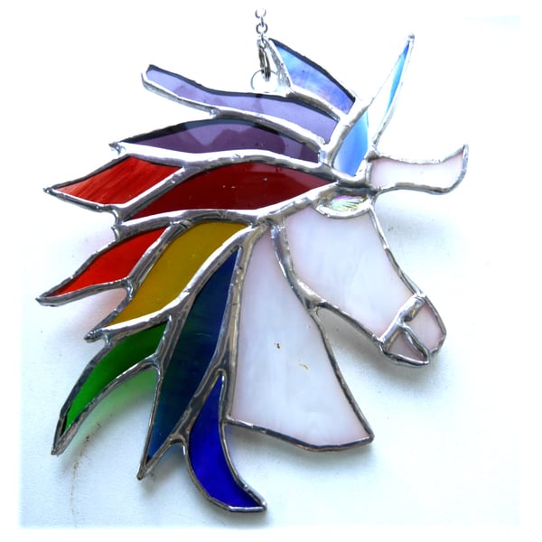 Unicorn Suncatcher Stained Glass Handmade 048 Rainbow