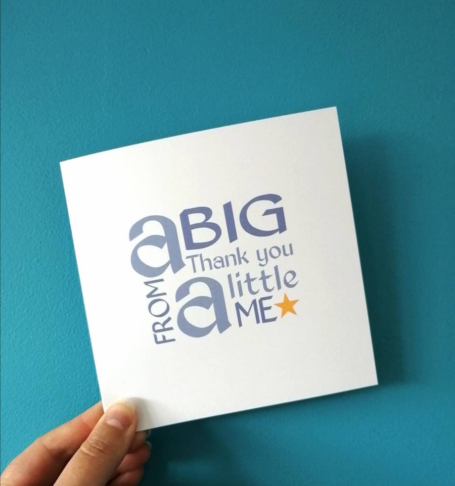 Big thank you from a little me card, thank you card, teacher card, TA, Nursery