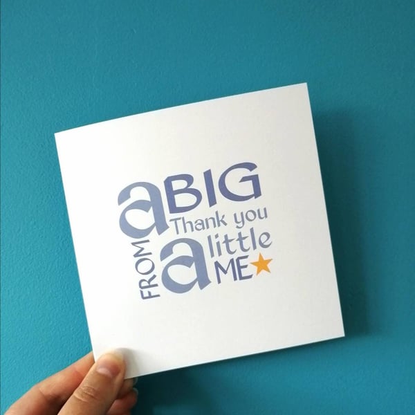 Big thank you from a little me card, thank you card, teacher card, TA, Nursery