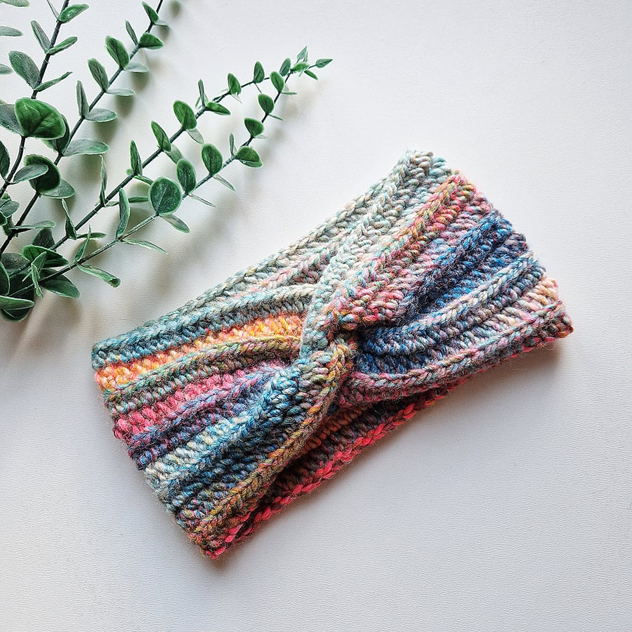 Ladies Chunky Colourful Wool Twisted Headband Ear warmer