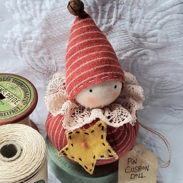 Country style homespun pin cushion doll