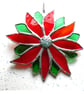 Red Flower Stained Glass Suncatcher Green Bright Colourful Floral - Image 2