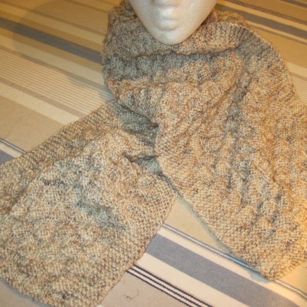 Aran Knit Basket Weave Scarf - Folksy