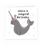 Narwhal birthday card, - Image 1