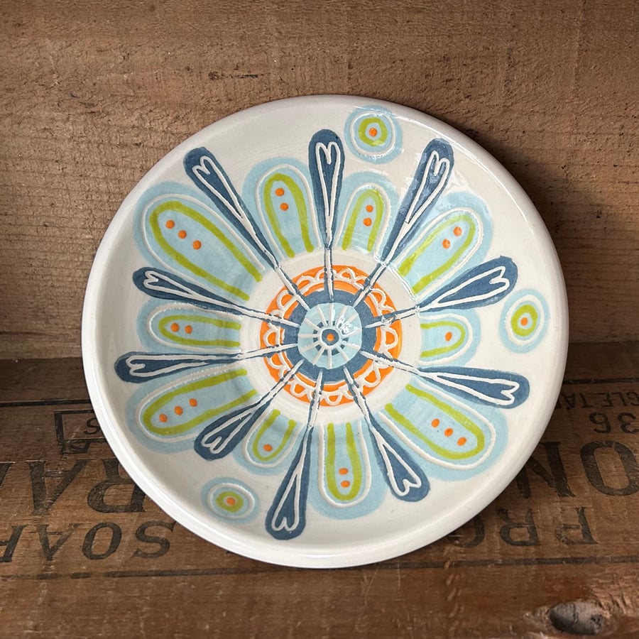 Small ceramic dish in shades of blue