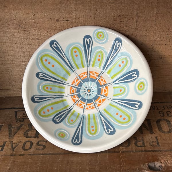 Small ceramic dish in shades of blue