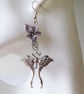 Flower Charm with Luna Moth Earrings & silver plated ear wires - Image 4