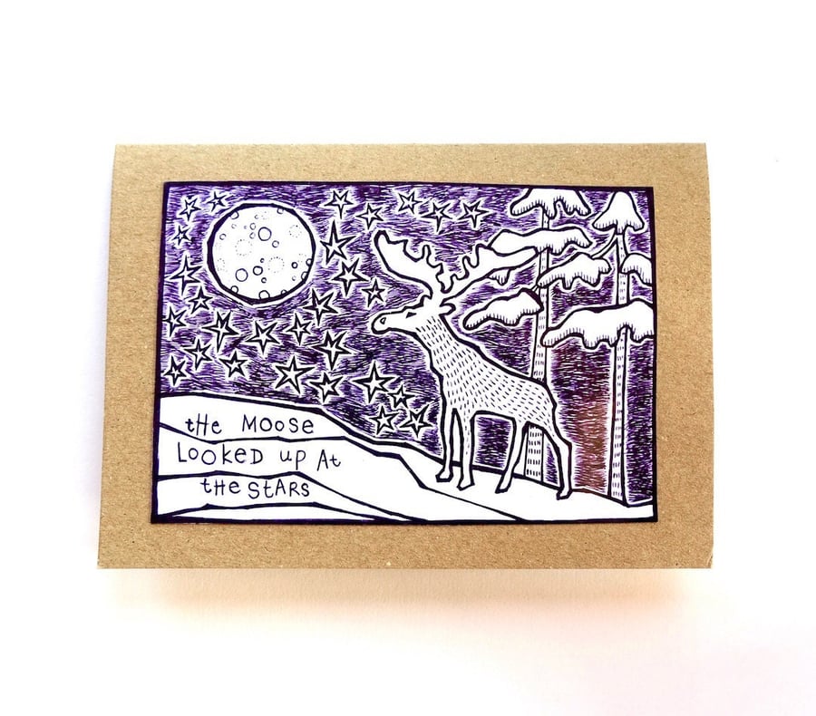 Moose and Stars Card - READY TO SHIP