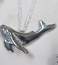 Handmade Humpback Whale Necklace: Recycled Pewter, 18 inch Chain, Ocean Sculptur - Image 2