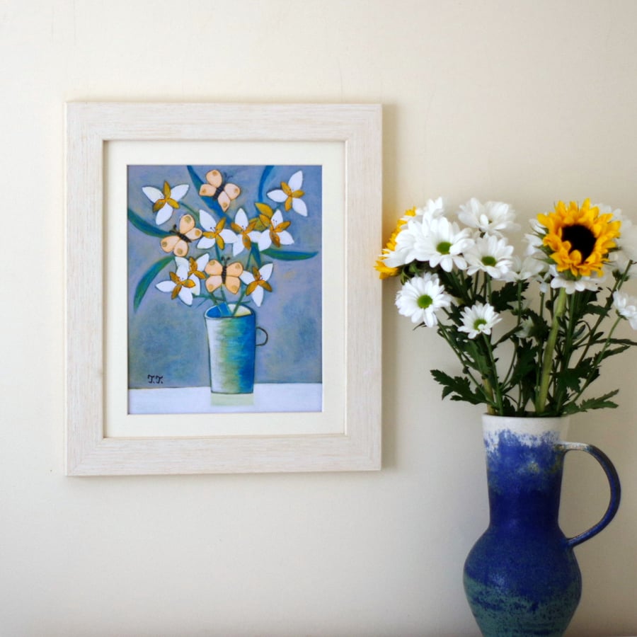 One Off Floral Art Print after Original Still Life Painting with Flowers 