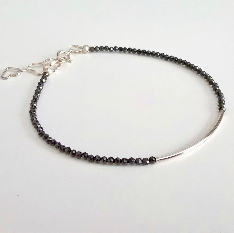 Black spinel and sterling silver bracelet