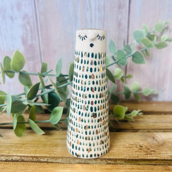 SALE Small Green and Gold People Vase 