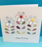 Birthday Card - Paper Cut Flower Card - Buttons - Image 1