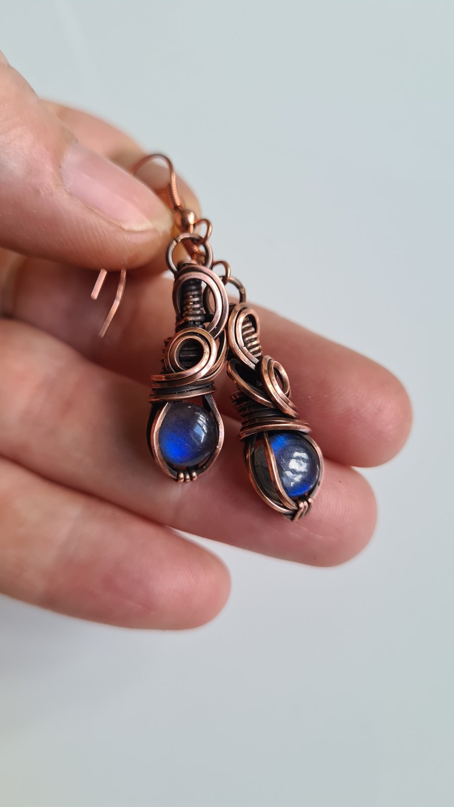 Natural Blue Labradorite Copper Earrings Earings Gift Crystal Jewellery Jewelry