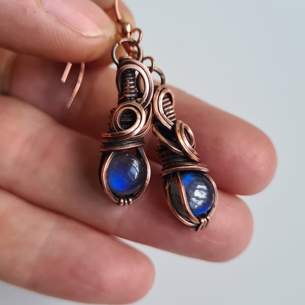 Natural Blue Labradorite Copper Earrings Earings Gift Crystal Jewellery Jewelry