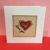 Valentine's Day Card with Embroidered Heart - Wedding Anniversary Card