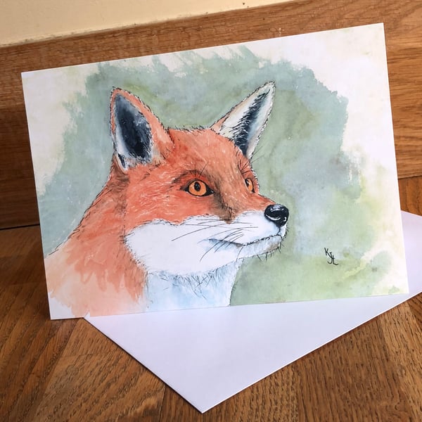  A5 blank card of my original fox watercolour