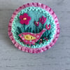 Hand Embroidered Meadow Bird Brooch 