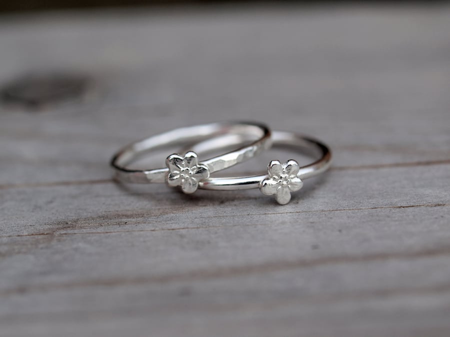 One Silver Forget-Me-Not Stack Ring