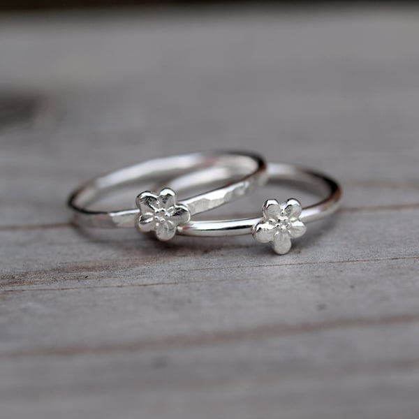 One Silver Forget-Me-Not Stack Ring