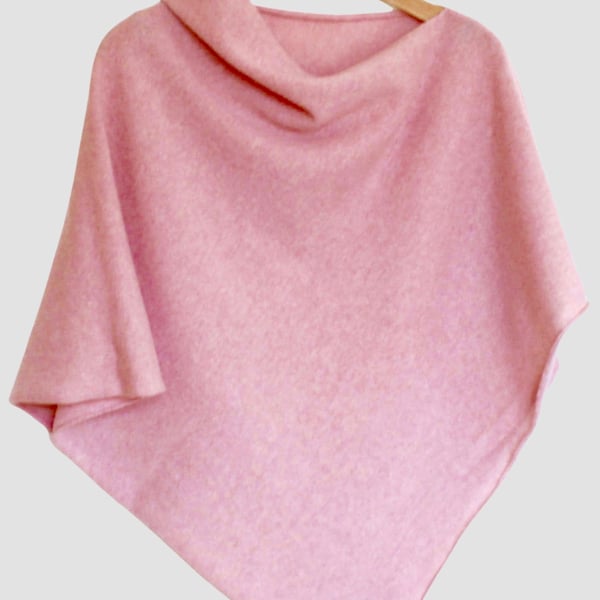 Soft Merino Lambswool pink haze poncho wrap