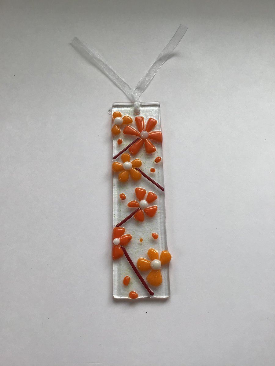 Fused glass hanging flower decoration 