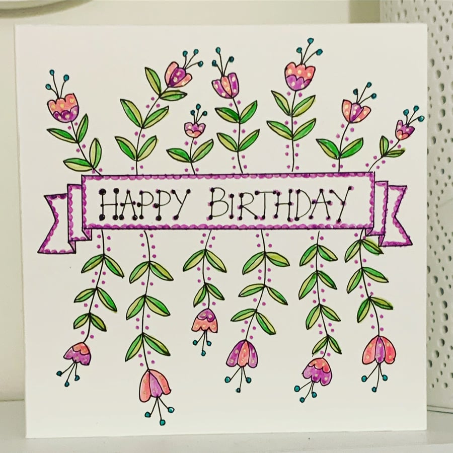 Happy Birthday Doodle Card Folksy