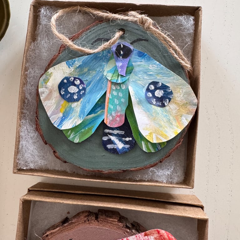 Blue Butterfly - Paper Art - Original Art - Woodslice Artwork 
