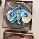 Artwork Blue Butterfly - Paper Art - Original Art - Woodslice Artwork 