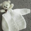 14" Newborn Eyelet V Neck Cardigan