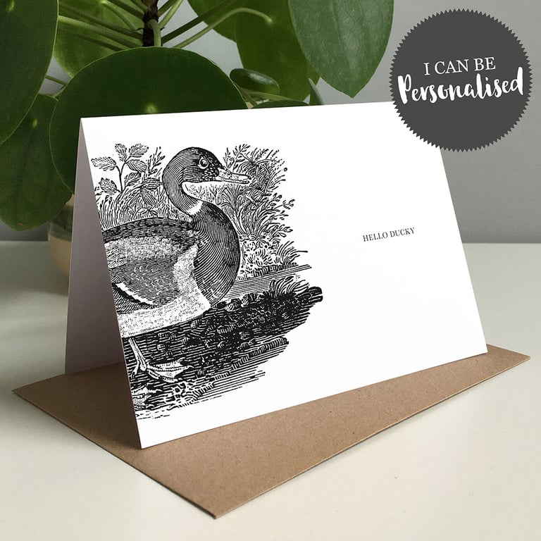 Hello Ducky Personalised Greeting Card Hello Card, I Love You Card, Duck Card