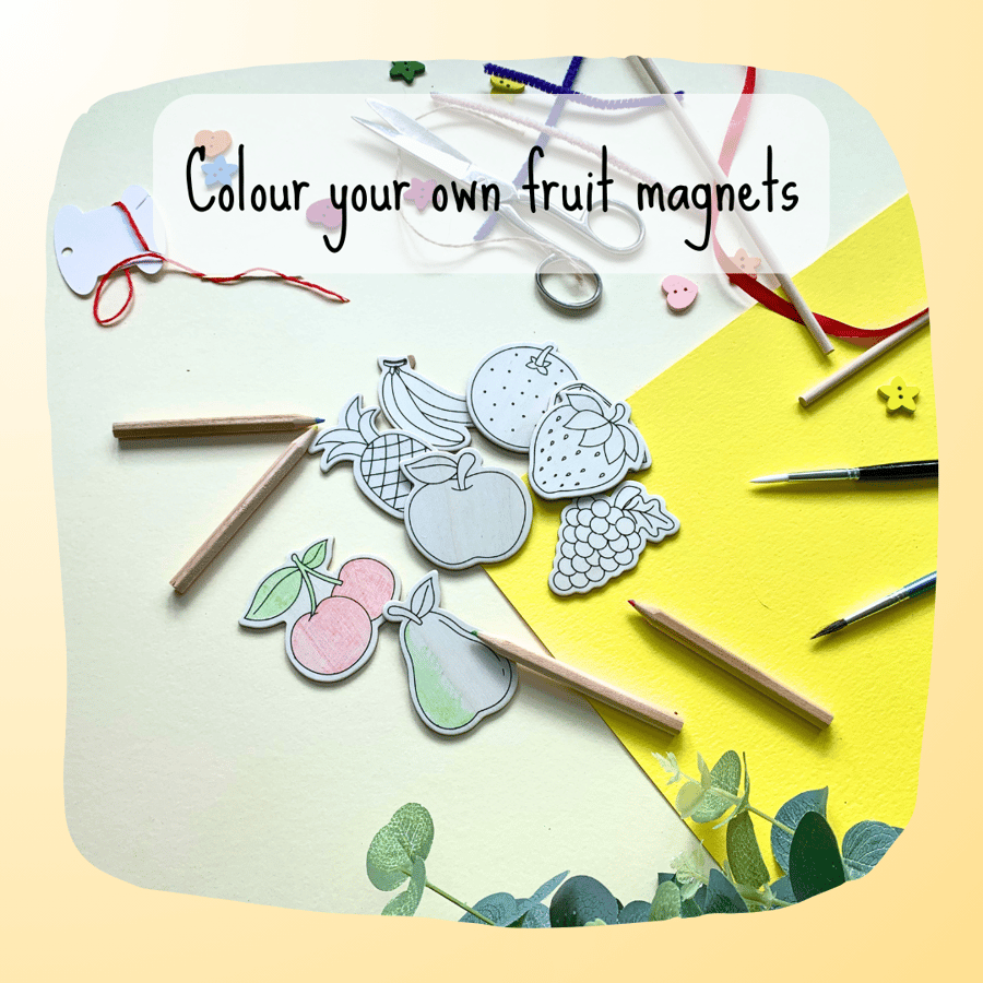 Colour Your Own Magnet Kit, DIY Wooden Magnets, Eco Friendly Craft, Gardeners