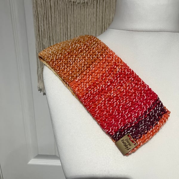 Peach Cotton mix yarn head warmer ear warmer outdoors 50cms 