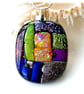 Dichroic Glass S012 Supersize Patchwork 3-layer Pendant with Silver Plated chain - Image 5