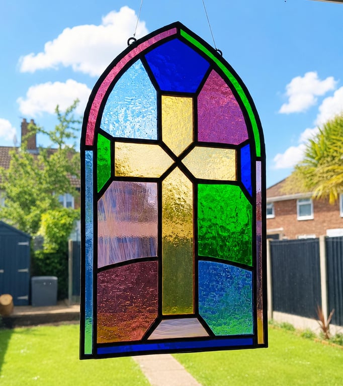 Stained Glass Cross Window Hanging Church
