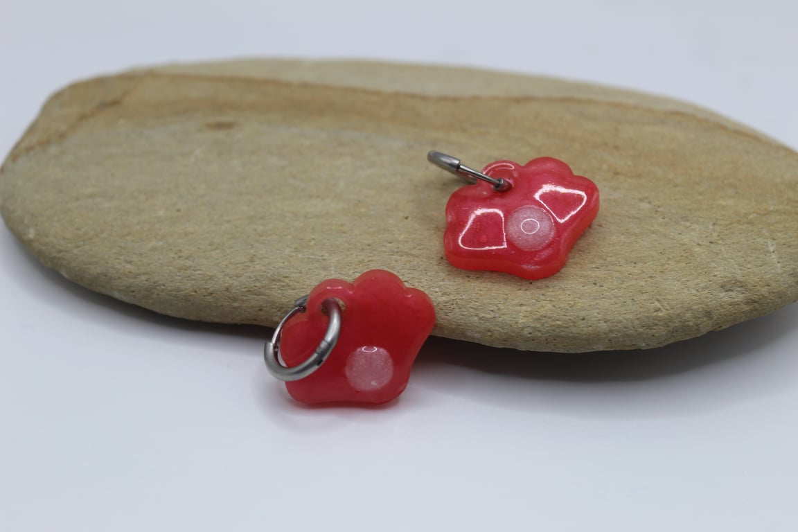 Pink Resin Shell Earrings with Pearl Accent, Coastal Handmade Jewellery