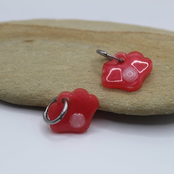 Pink Resin Shell Earrings with Pearl Accent, Coastal Handmade Jewellery