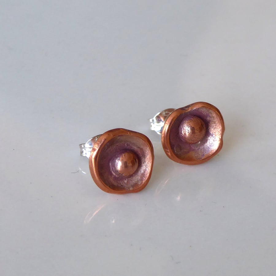 Copper stud earrings