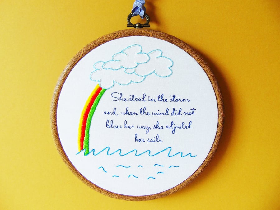 She Stood In The Storm, Feminist Embroidery, Hand Stitched, Empowering Gift