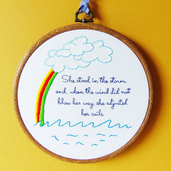 She Stood In The Storm, Feminist Embroidery, Hand Stitched, Empowering Gift