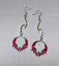 Red and Silver Enamelled Bat & Thorn Earrings with Silver Plated Ear Wires - Image 3