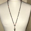 Large inverted cross rosary style necklace